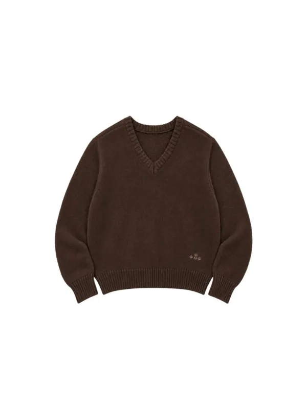 Mori V-neck Knit Brown_F263KN05