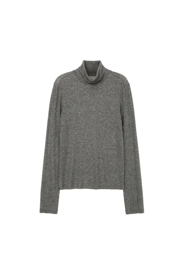 Wool Blend High-neck Top, Melan Grey