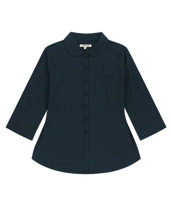 ROUND COLLAR CAPRI SHIRT NAVY