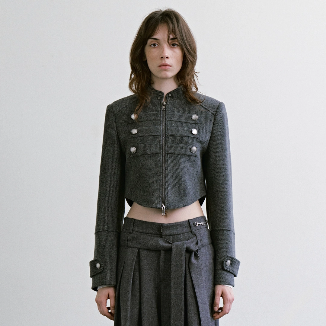 트리밍버드 Crop Band Jacket [ Charcoal ] 상품 이미지 1