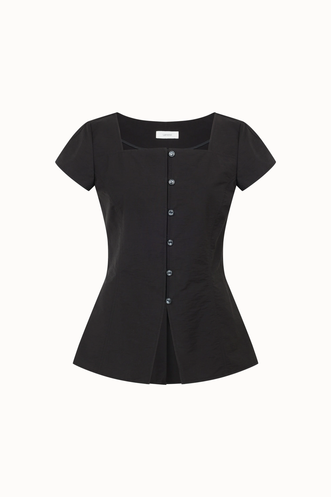 라메레이 Square Neck Cap Sleeve Blouse[LMBFSUSH327]-Black 상품 이미지 1