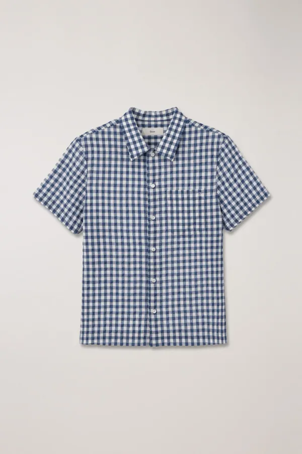 UNISEX CHECKED PAJAMA SHIRT NAVY CHECK_UDSH6B133N2