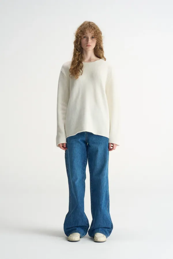 Roll Edge Round Pullover_Ivory