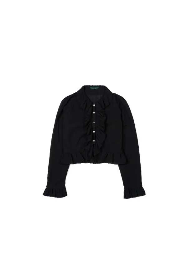LINEN FRILL BLOUSE