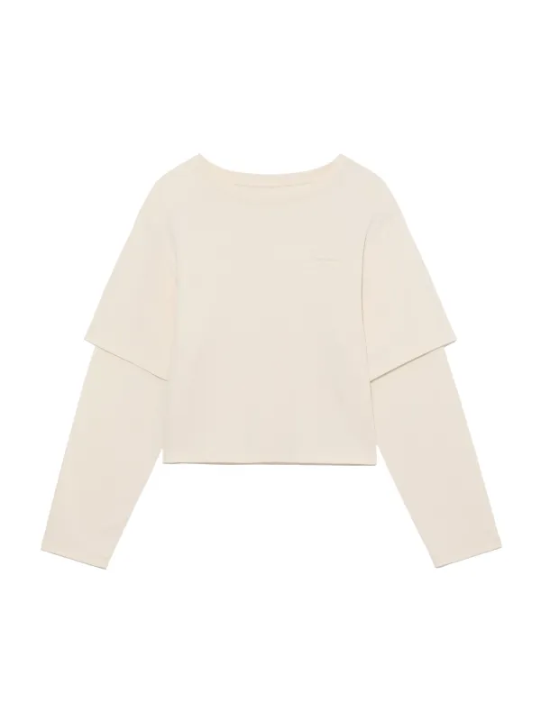 G DOUBLE SLEEVE LETTER TEE (IVORY)