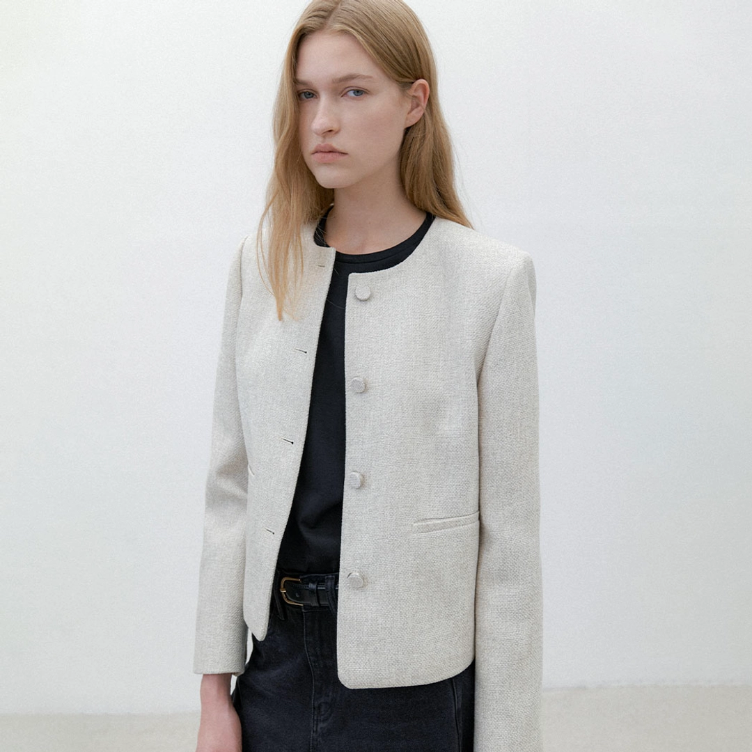 아뜰리에 나인 (JK-3030)COY ROUND NECK TWEED JACKET 상품 이미지 1
