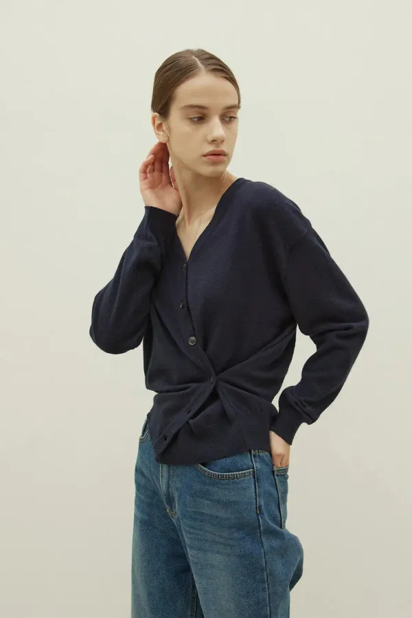 Daily 2ways button cardigan_navy