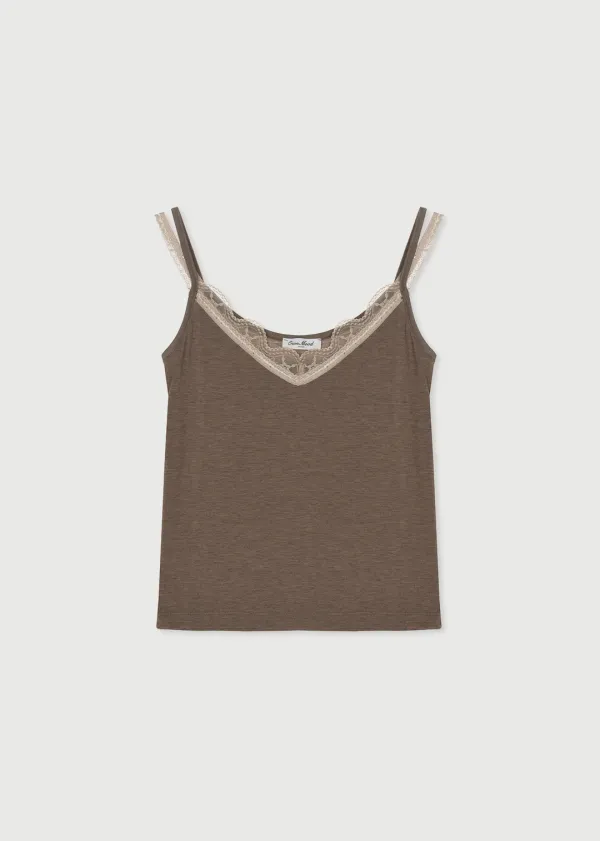 LAYER LACE CAMISOLE - BROWN