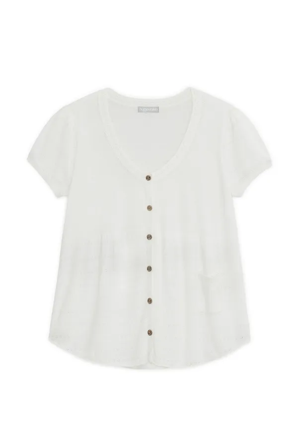 Pointelle knit cardigan (Ivory)