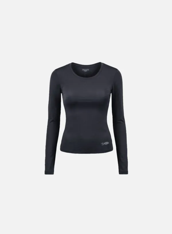 [w-tee26-082] Everyday Scoop Neck Long Sleeve T-Shirt - Charcoal