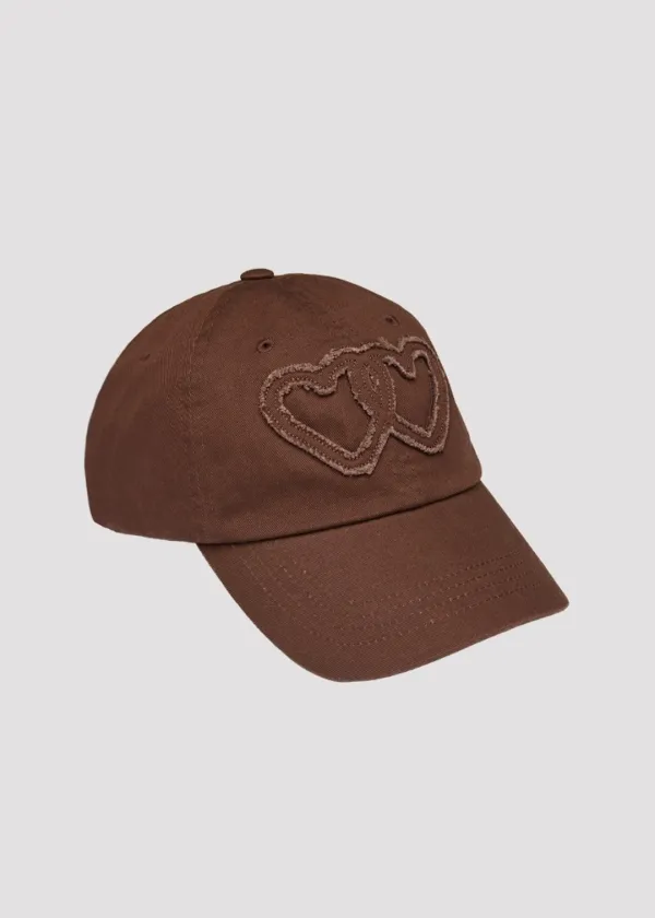 CAP APPLIQUE HEART HEART BROWN