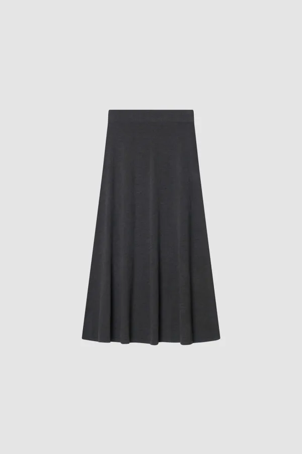 [10th]  Knit Long Skirt_Charcoal