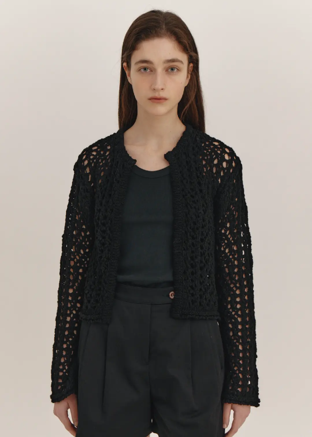 더라이 Net Knit Cardigan(Black) 상품 이미지 2