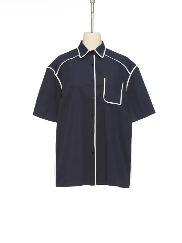 SS26 NAVY PIPED SHORT SLEEVE SHIRT