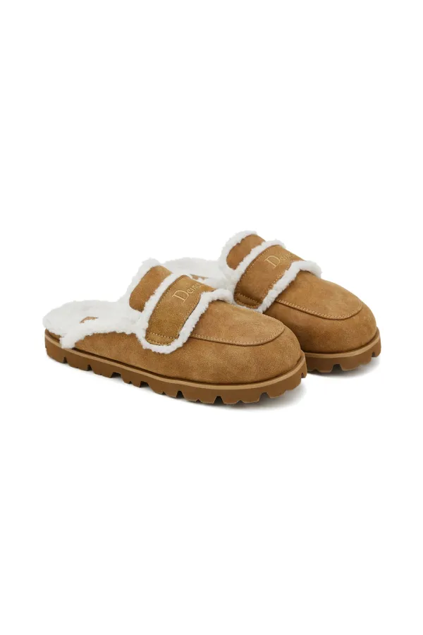 FAUX SHEARLING SLIPPERS IN CAMEL