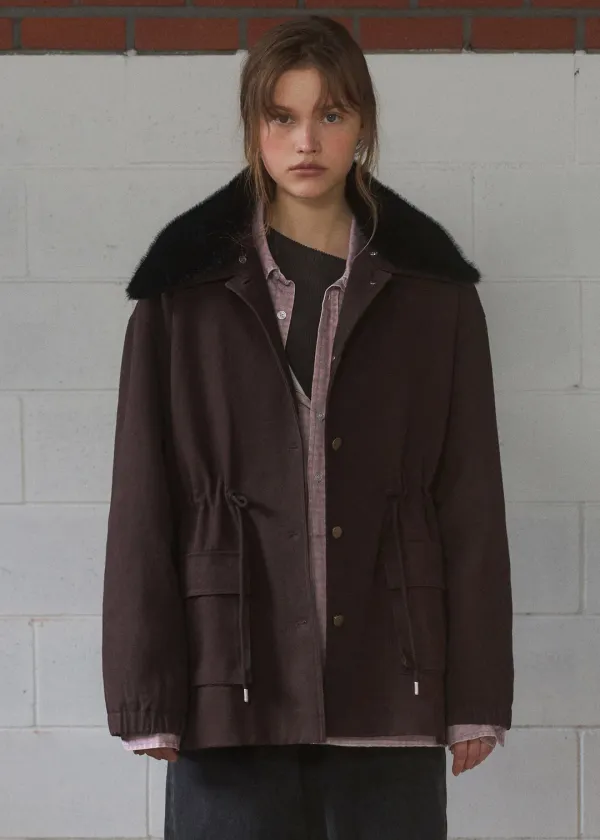 Vanves washed half jacket (wine)