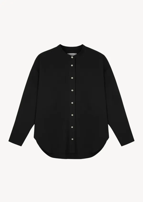Keats Stand Collar Shirt in Black