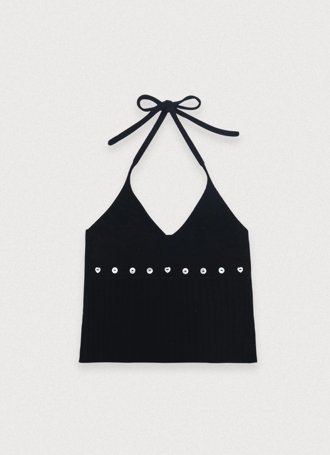 포에토 [5th/restock] Button halter knit sleeveless - black 상품 이미지 1