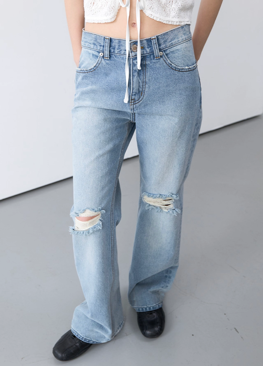 아뜰리에 나인 (PT-5787)DAMAGED WASHED BOOTSCUT DENIM 상품 이미지 2