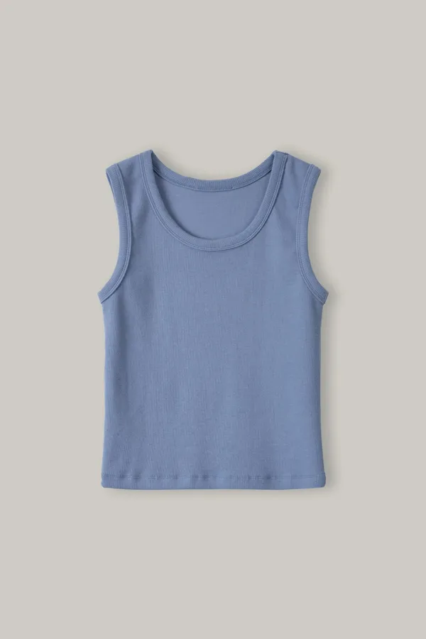 Front-to-Back Rib Top (Skyblue)