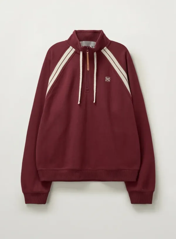 Lawton Half Zip-up Sweatshirt - Burgundy
