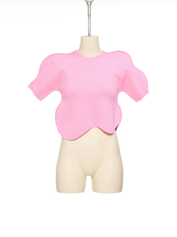 SS26 PINK WAVY KNIT TOP