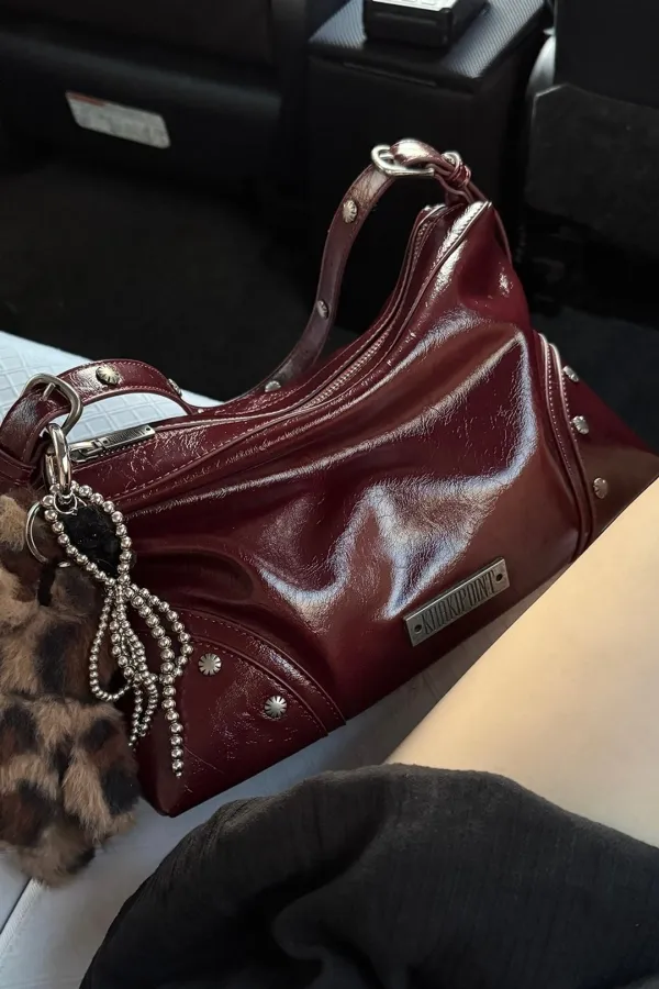 Stud Shoulder Bag (red)