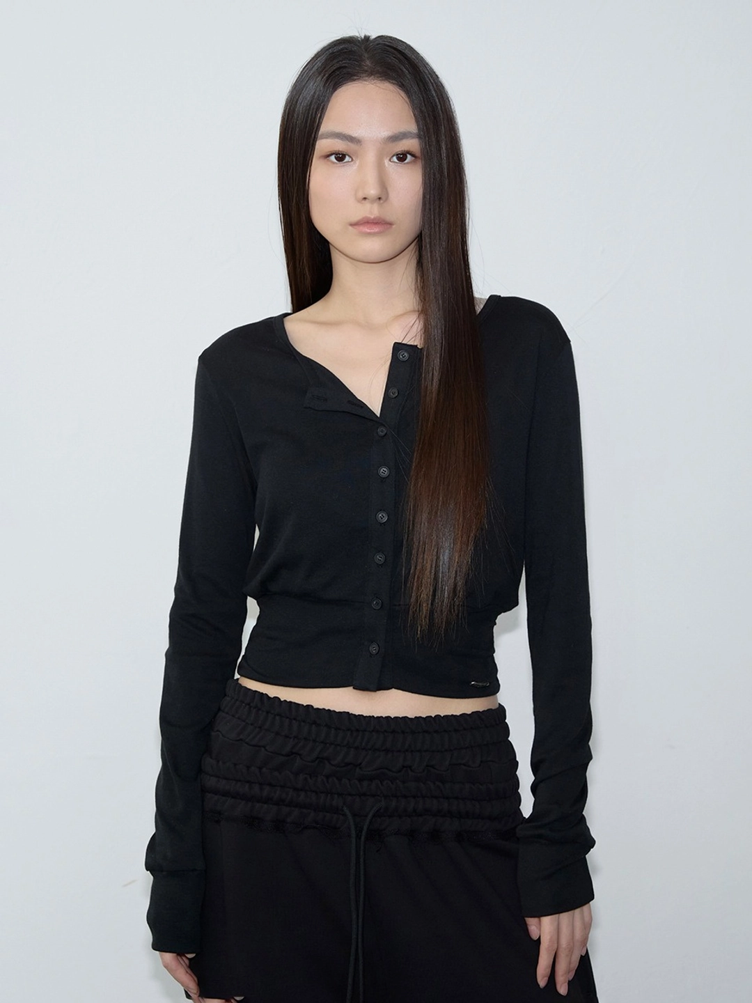이네기 Waist-Shaped Cardigan (black) 상품 이미지 1