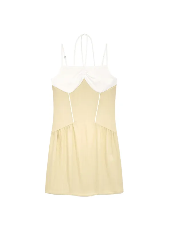 Blocked Camisole Mini Dress Beige Off-White