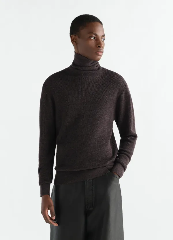 STAND-COLLAR SWEATER IN FINE MOULINÉ MERINO WOOL