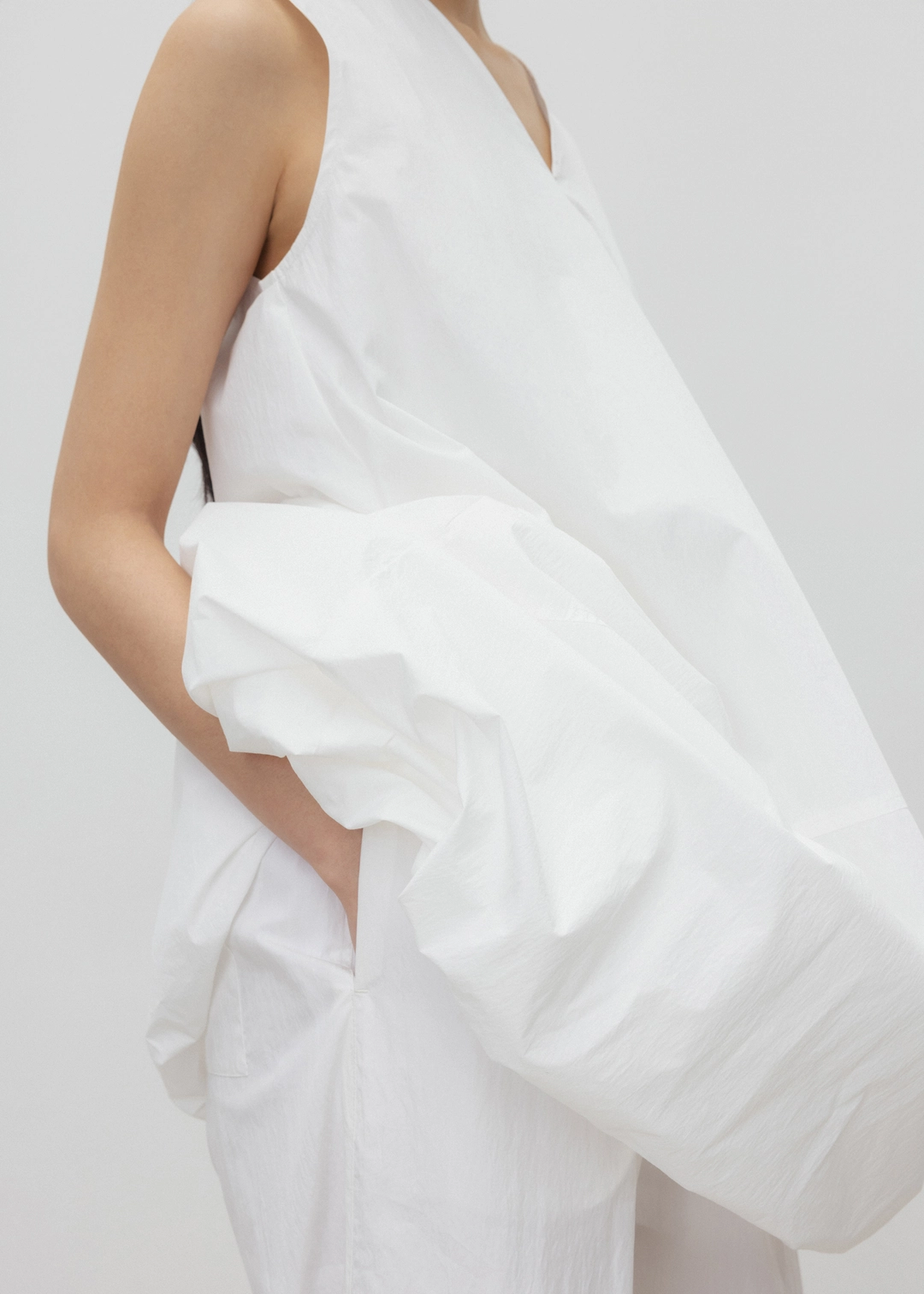 우마뭉 Crispy cotton balloon hem dress_White 상품 이미지 2