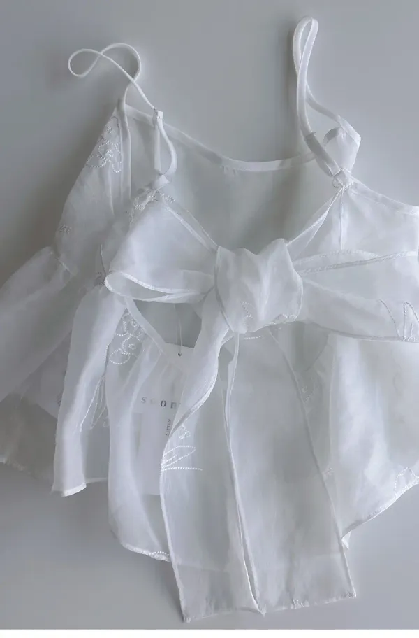 (3rd Re-stock) Drawing Organza Bustier (White)