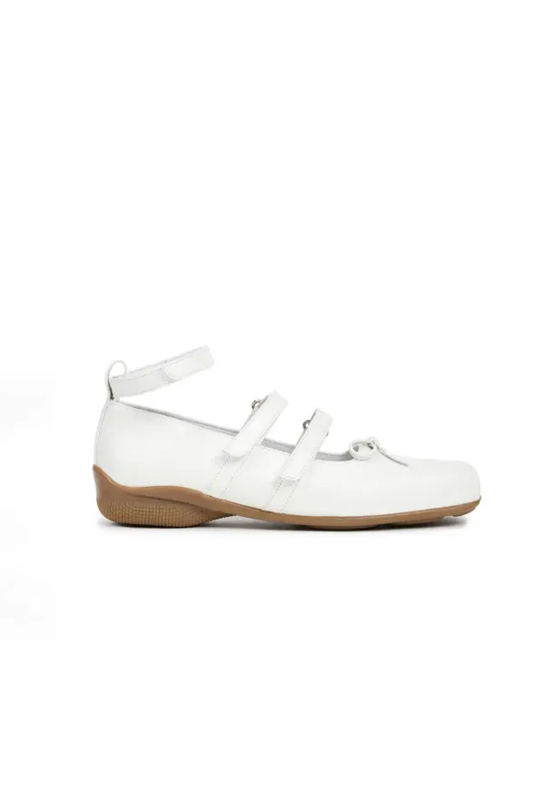 STRAP BALLET FLAT, WHITE