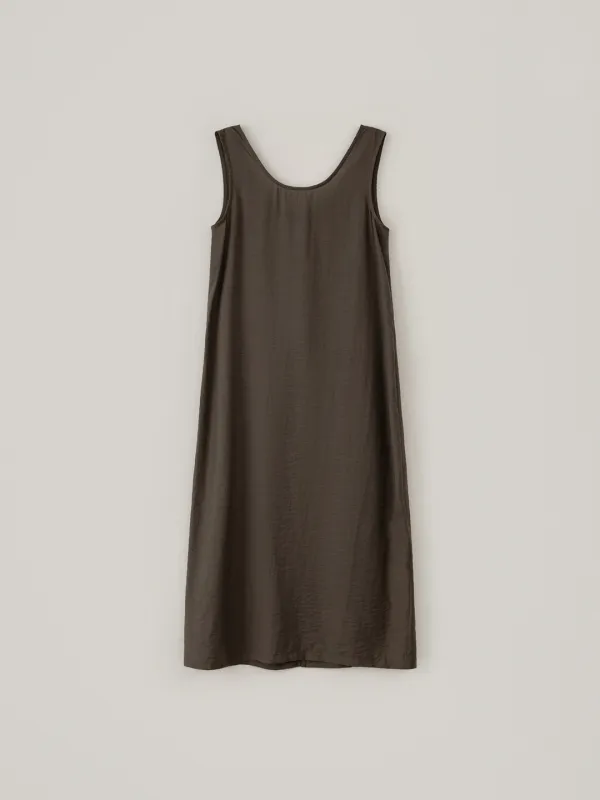 Sheer Sleeveless Dress - Brown