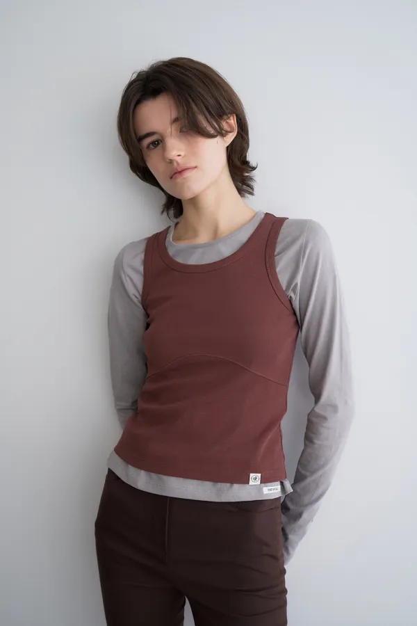 milly color sleeveless top_brown