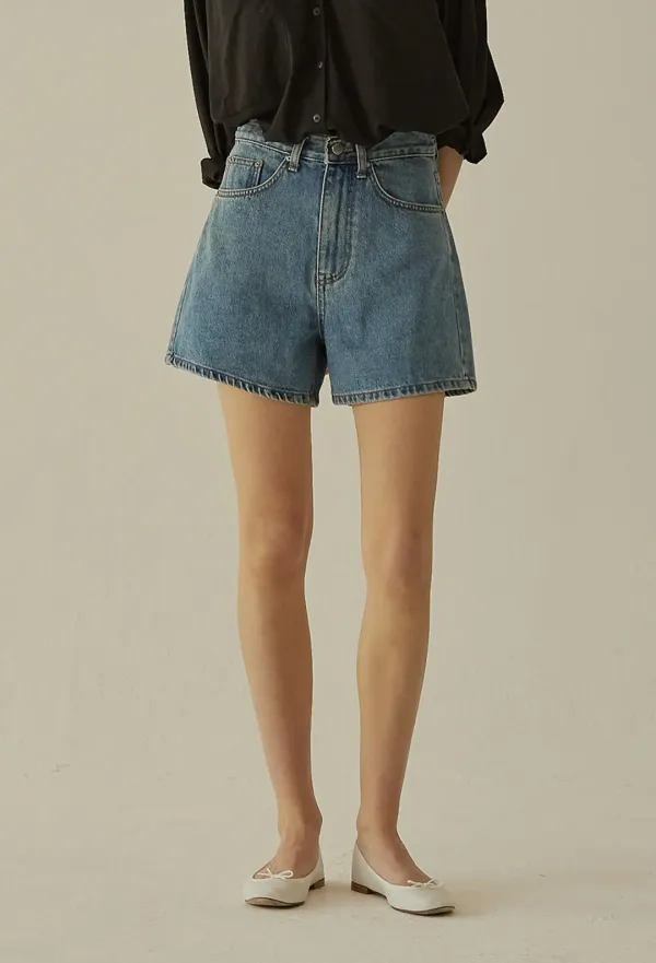 MID BLUE DENIM SHORTS