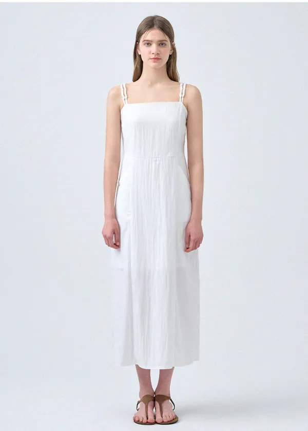  [44-120]  Jace Strap Long Dress  제이스 스트랩 롱 드레스 (여름-하객룩-격식룩-데이트룩-데일리룩-오피스룩-페미닌룩-롱원피스-투웨이스트랩-스트랩-절개-스트랩-빅사이즈-자체제작) 