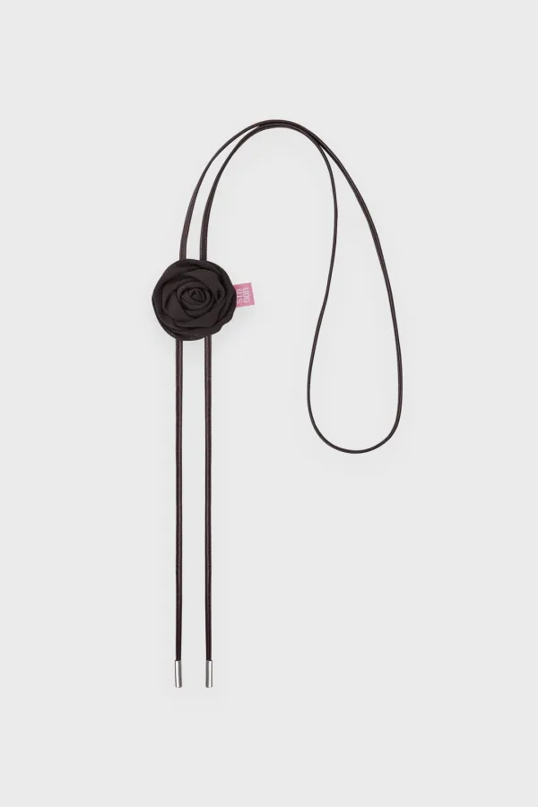 Leather Rose Tie (Brown)