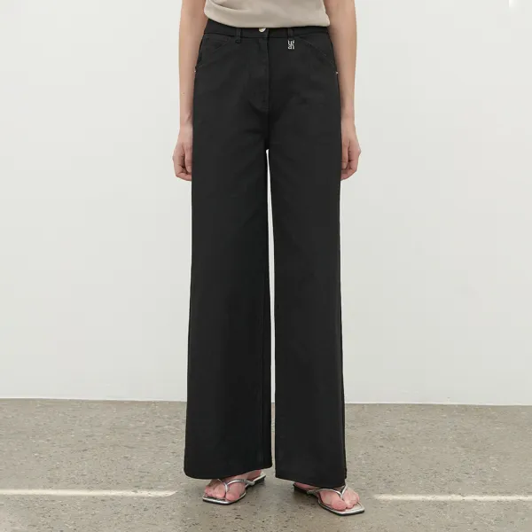 (PT-5682)ESSENTIAL SOLID WIDE PANTS
