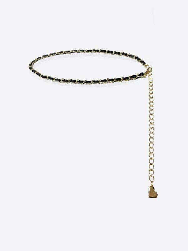 Black & gold chain belt
