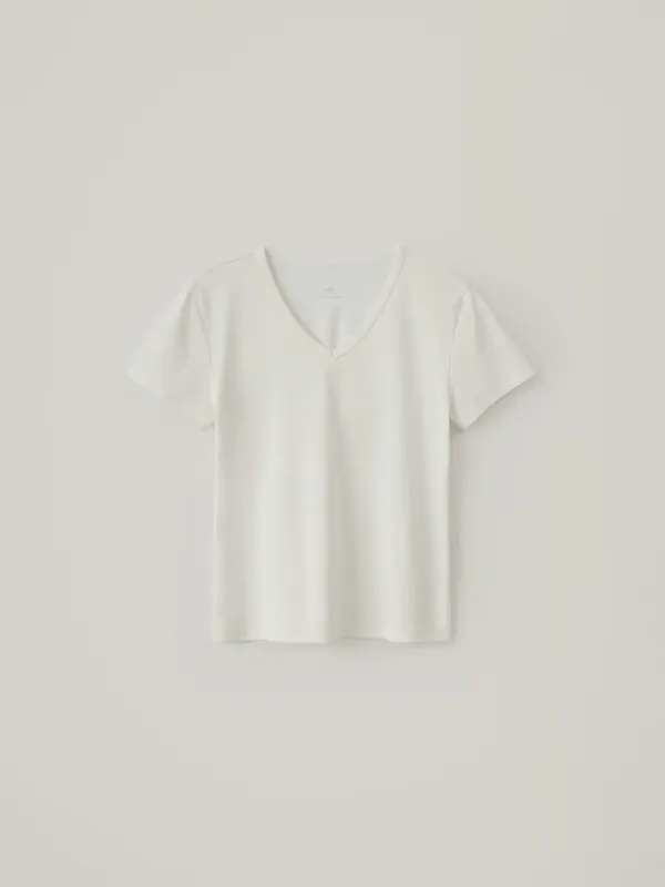 [Essential] Cotton V-Neck Top - Ivory