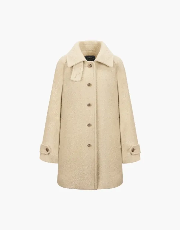 boucle balmacaan half coat - butter