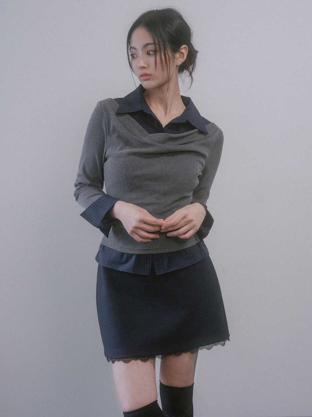 메리온 젠트 셔츠 블라우스[CHARCOAL] *오늘 출발 상품 이미지 2