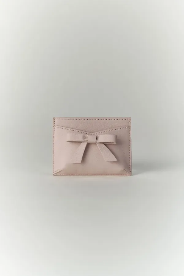 [Italian Leather] Tis Bow Card Wallet (Pink)