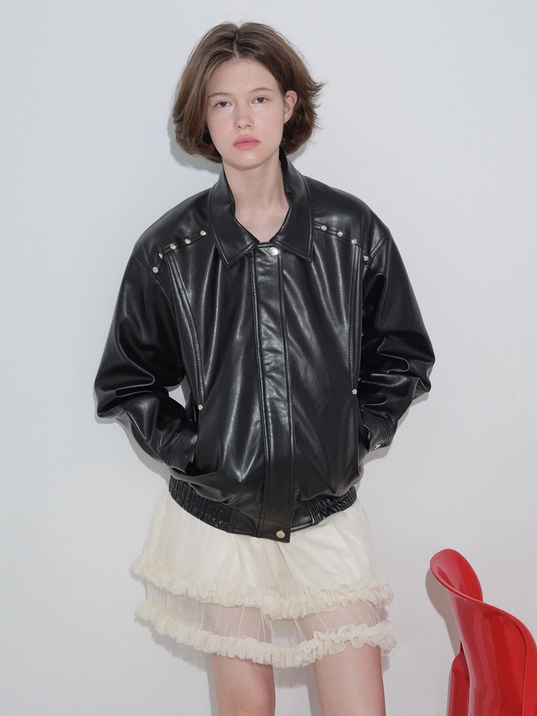 마가린핑거스 RIVET FAKE LEATHER JACKET (BLACK) 상품 이미지 2