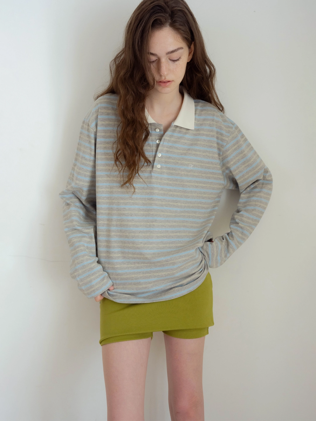 헤더먼트 milky pique polo (grey - blue) 상품 이미지 3