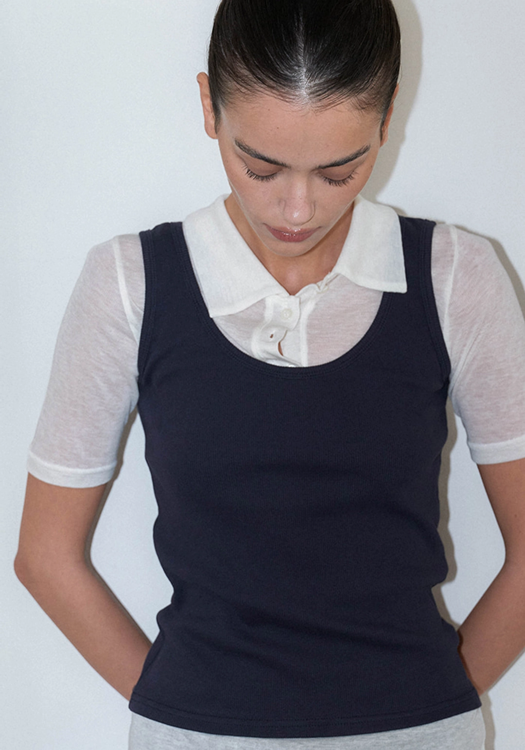 이브세이지 [4차 리오더]  Ribbed tank top (Navy) 상품 이미지 2