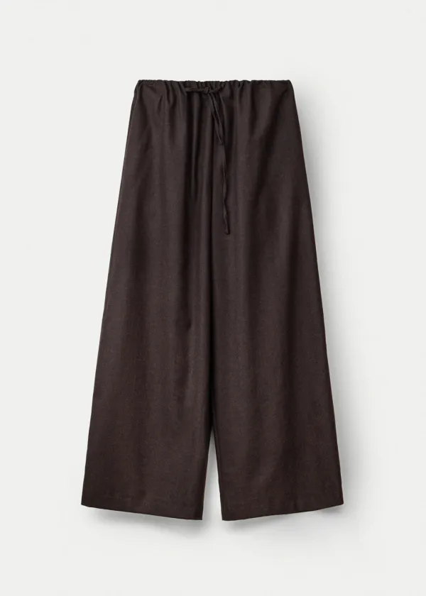 Wool flannel fluid pants_Mahogany