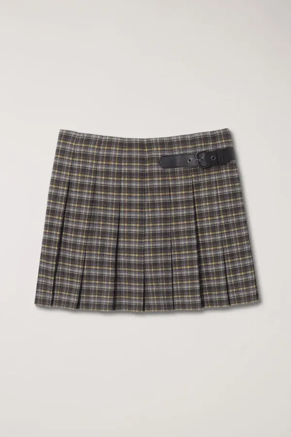 PLEATS MINI CHECK SKIRT NAVY CHECK
