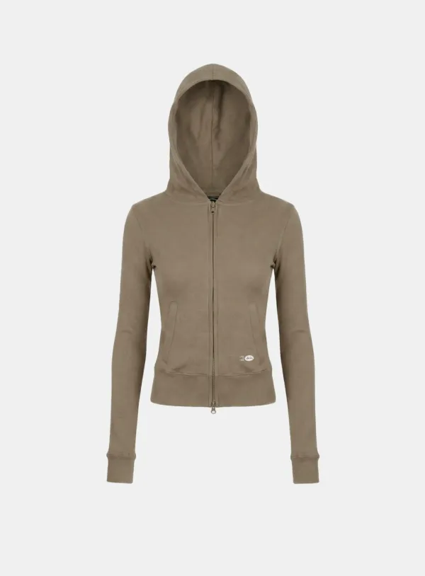 [w-hde26-001] BS Cotton Jersey Zip-Up Hoodie - Tobacco